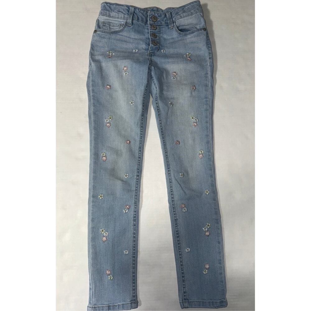 Thereabout Girls 8 Skinny Jeans Floral Embroidered School Fall Causal Everyday